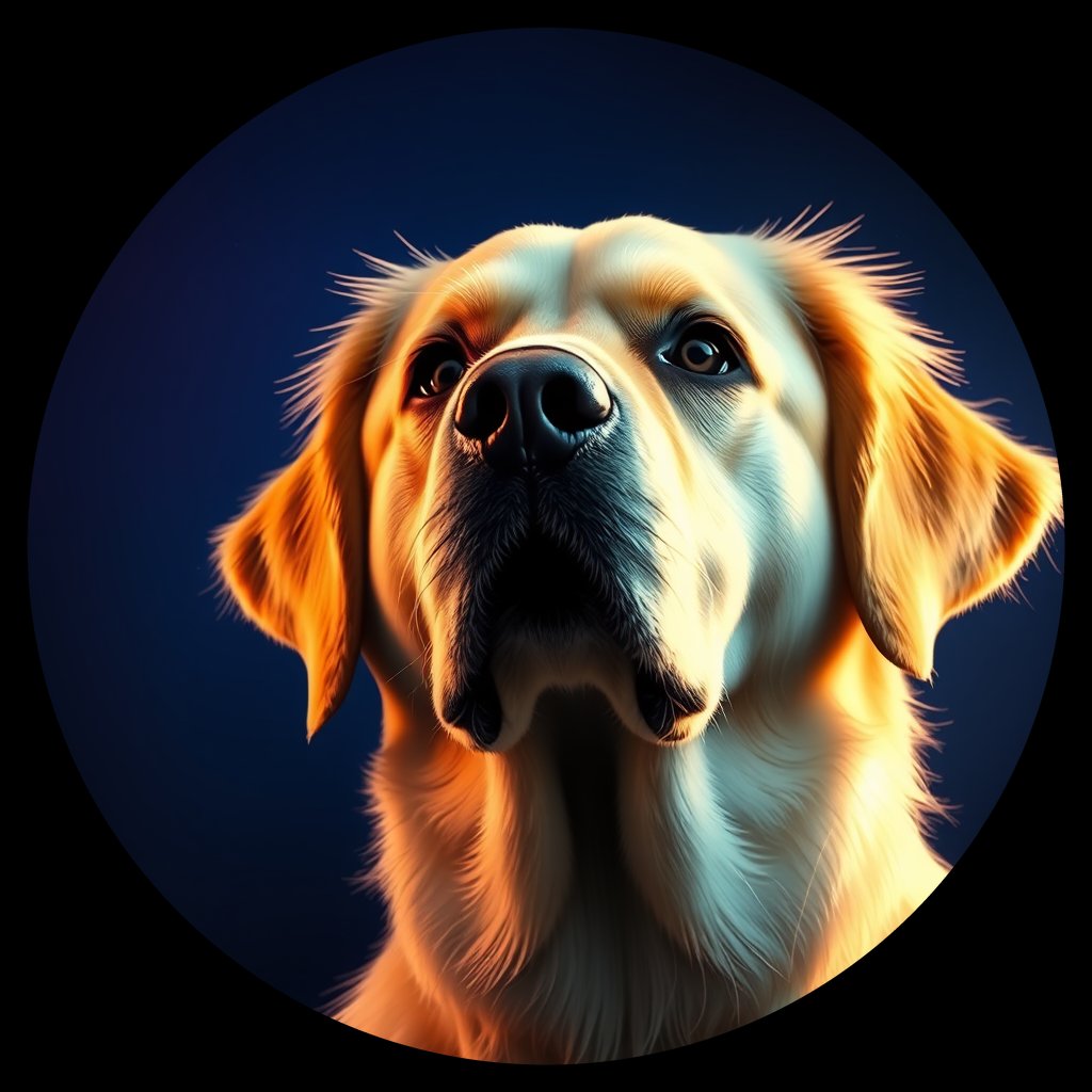 Cosmic medallion portrait of GRLS_grls935EGNN, a Golden Retriever