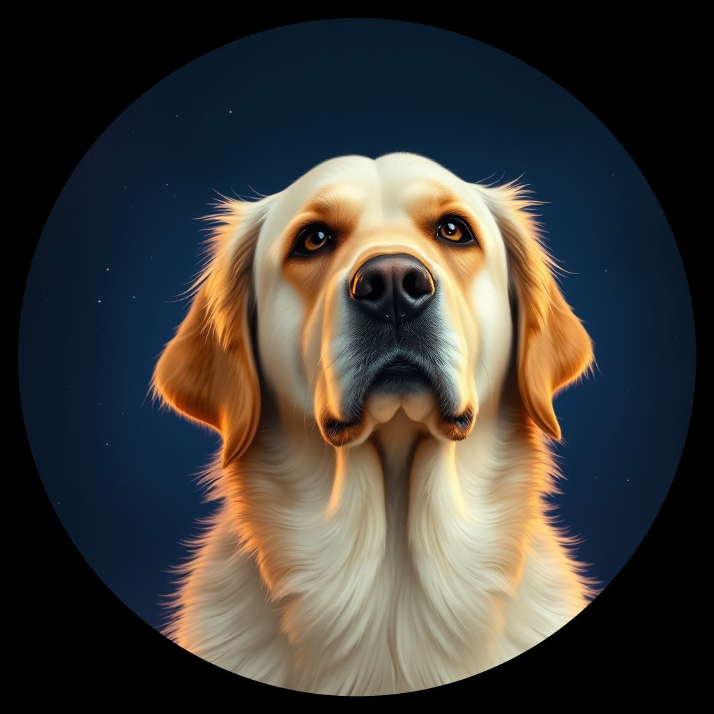 Cosmic medallion portrait of GRLS_grls96OPQIYY, a Golden Retriever