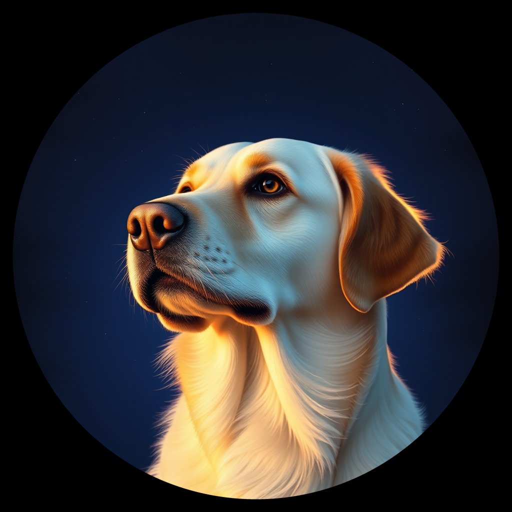 Cosmic medallion portrait of GRLS_grls9Q57Q3JJ, a Golden Retriever