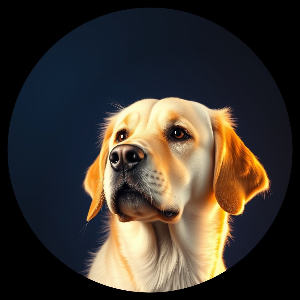 Cosmic medallion portrait of GRLS_grlsANIV6XAA, a Golden Retriever