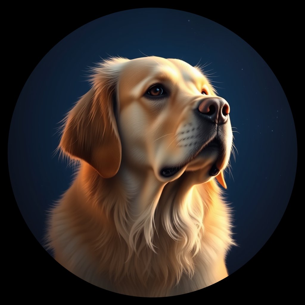 Cosmic medallion portrait of GRLS_grlsB0XV4P22, a Golden Retriever