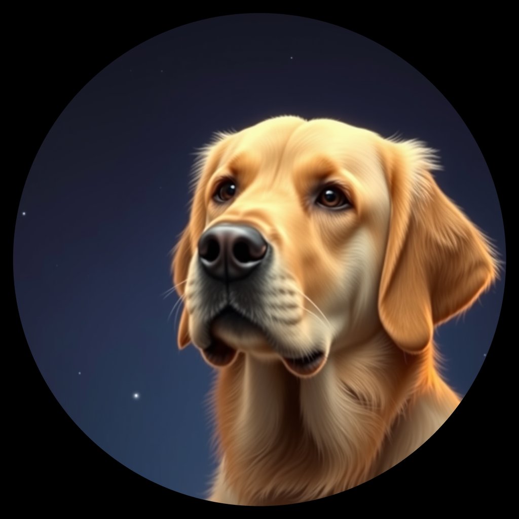 Cosmic medallion portrait of GRLS_grlsBLN9PL88, a Golden Retriever