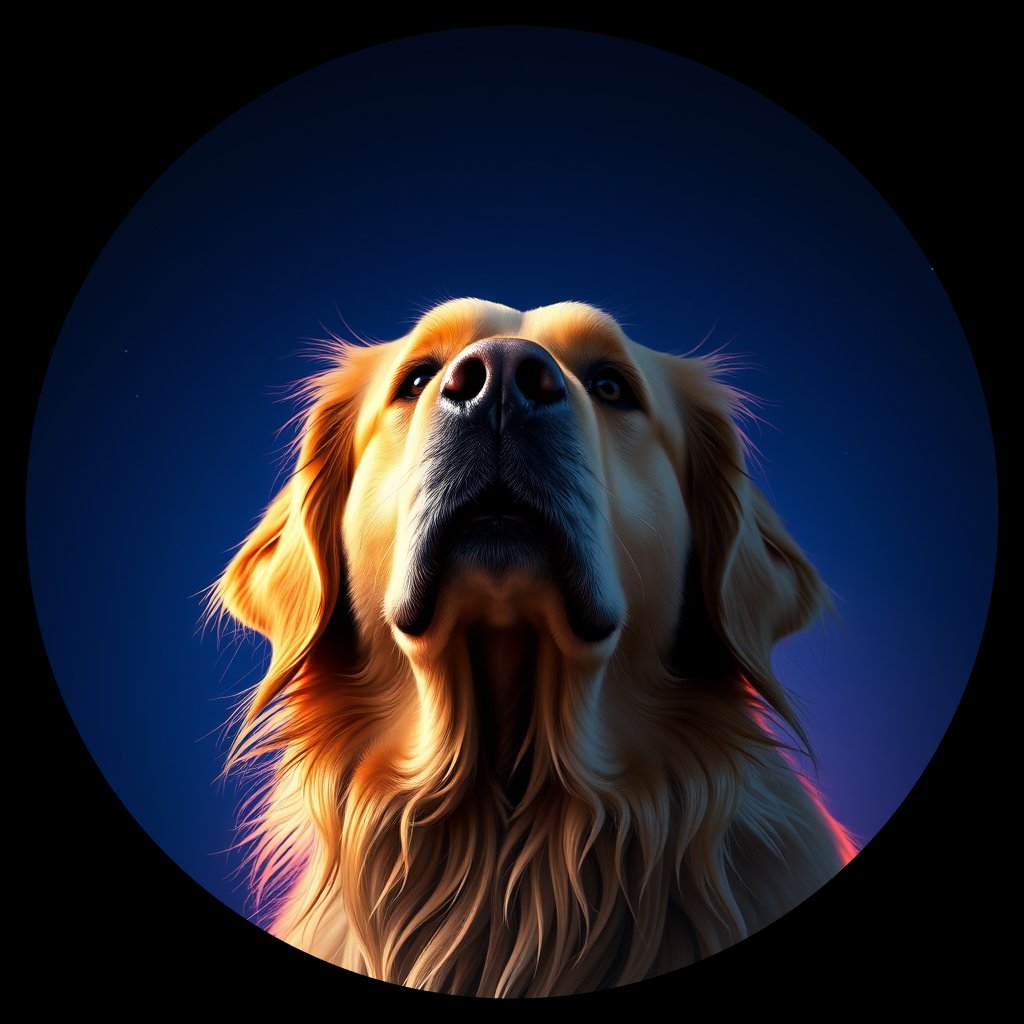Cosmic medallion portrait of GRLS_grlsBVQHCYPP, a Golden Retriever