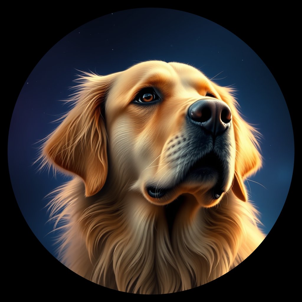 Cosmic medallion portrait of GRLS_grlsC2RLTS11, a Golden Retriever