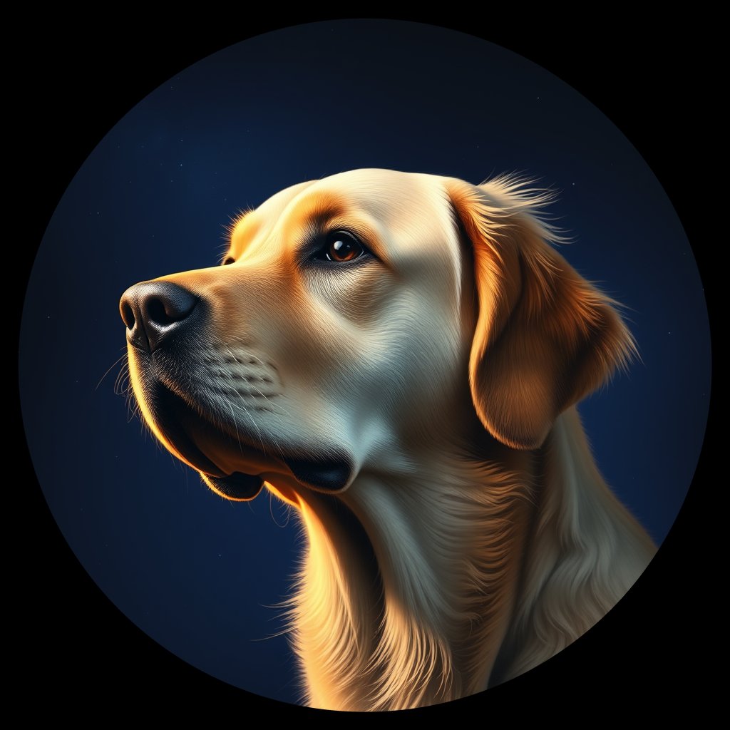 Cosmic medallion portrait of GRLS_grlsC7JB7P22, a Golden Retriever