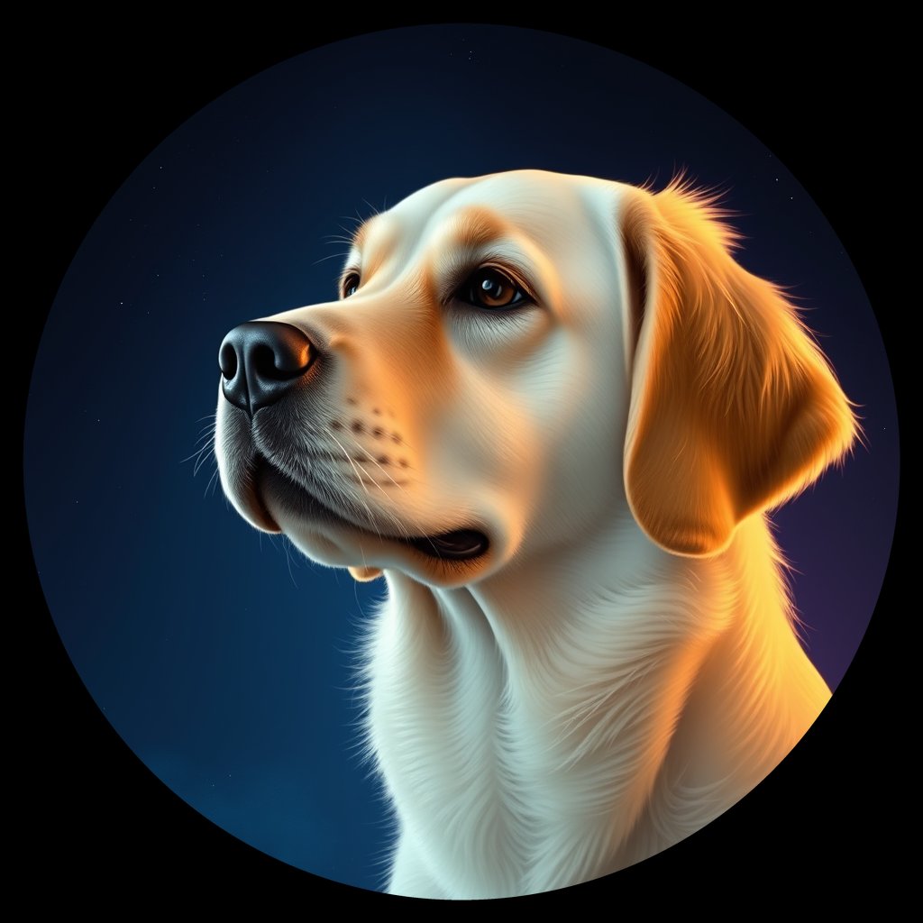 Cosmic medallion portrait of GRLS_grlsCK0ZKIOO, a Golden Retriever
