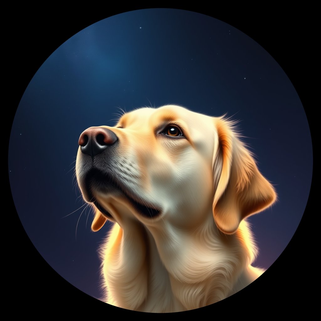 Cosmic medallion portrait of GRLS_grlsCOLX3U11, a Golden Retriever