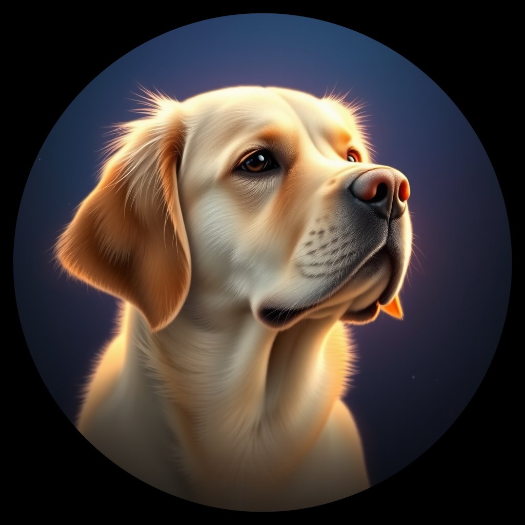 Cosmic medallion portrait of GRLS_grlsD0AC0SOO, a Golden Retriever