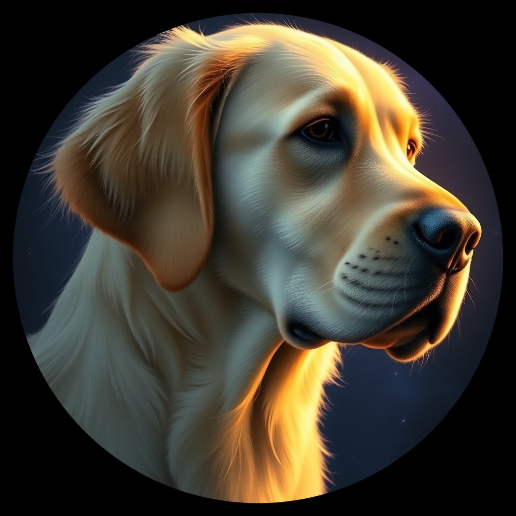 Cosmic medallion portrait of GRLS_grlsD1ENIKHH, a Golden Retriever