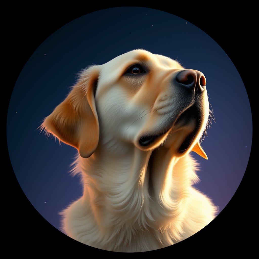 Cosmic medallion portrait of GRLS_grlsDAGOI9ZZ, a Golden Retriever