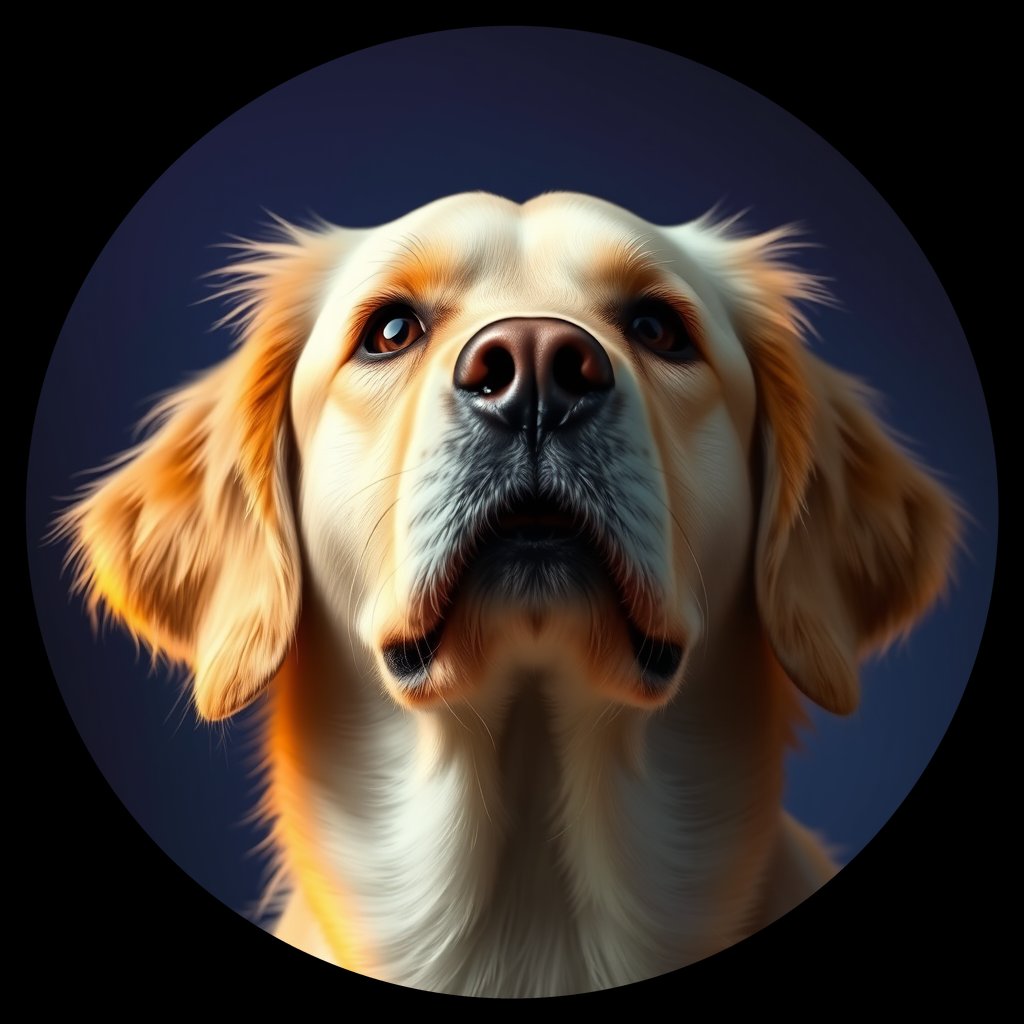 Cosmic medallion portrait of GRLS_grlsDP2KHHRR, a Golden Retriever