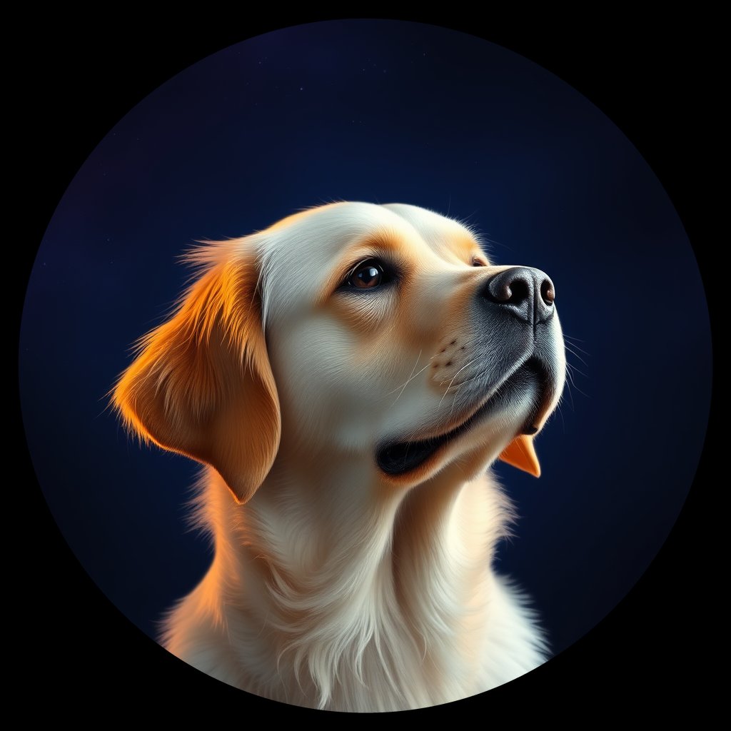 Cosmic medallion portrait of GRLS_grlsDQAAMU55, a Golden Retriever