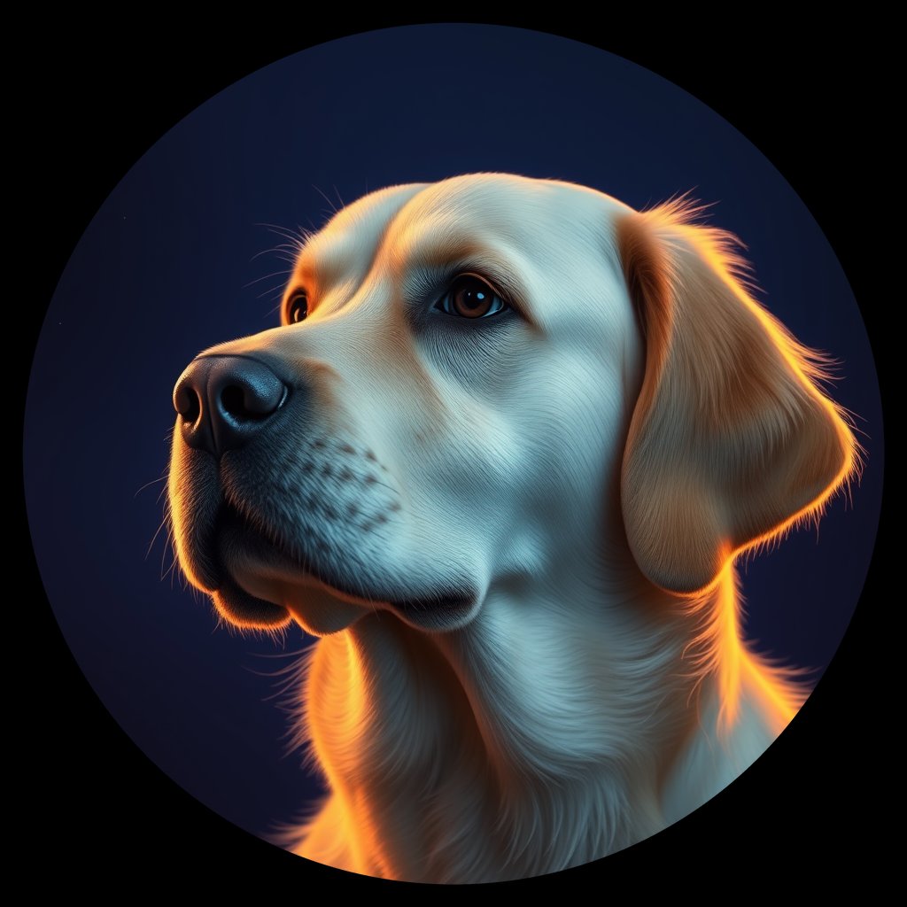 Cosmic medallion portrait of GRLS_grlsEORZPA88, a Golden Retriever