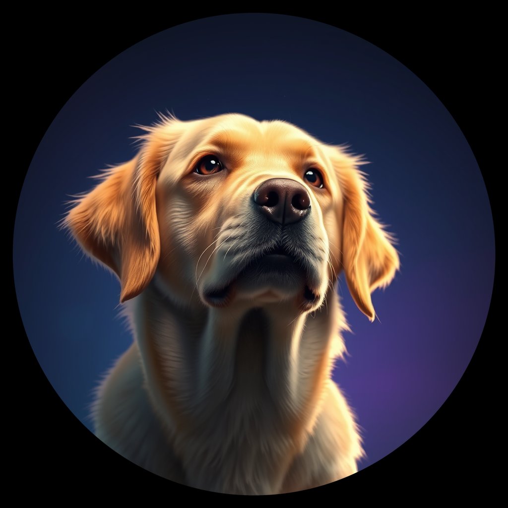 Cosmic medallion portrait of GRLS_grlsESPFWVBB, a Golden Retriever
