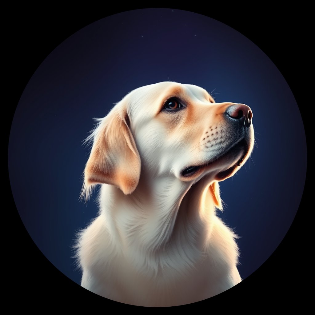 Cosmic medallion portrait of GRLS_grlsGI7U799, a Golden Retriever