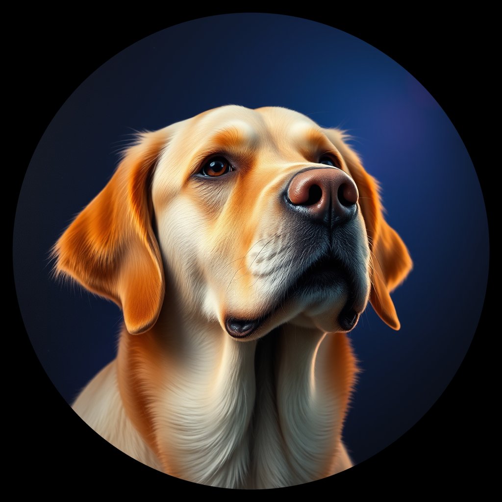 Cosmic medallion portrait of GRLS_grlsH481VBVV, a Golden Retriever