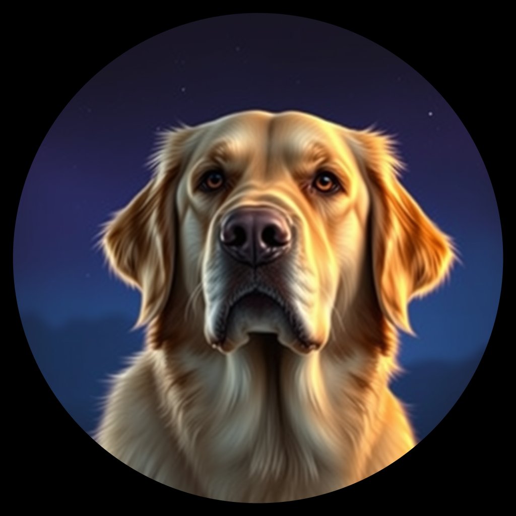 Cosmic medallion portrait of GRLS_grlsHEN2HZ55, a Golden Retriever