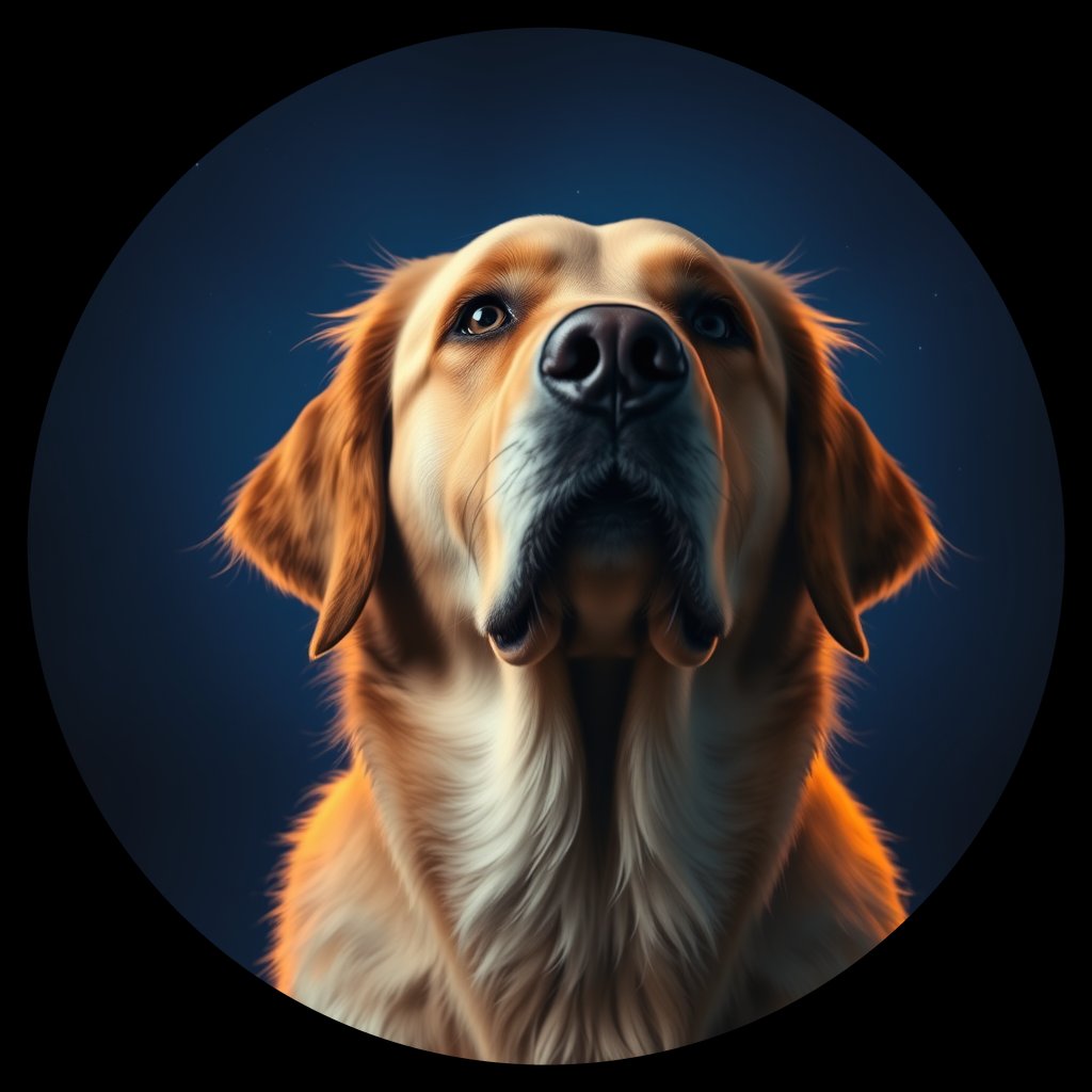 Cosmic medallion portrait of GRLS_grlsHTSETU00, a Golden Retriever