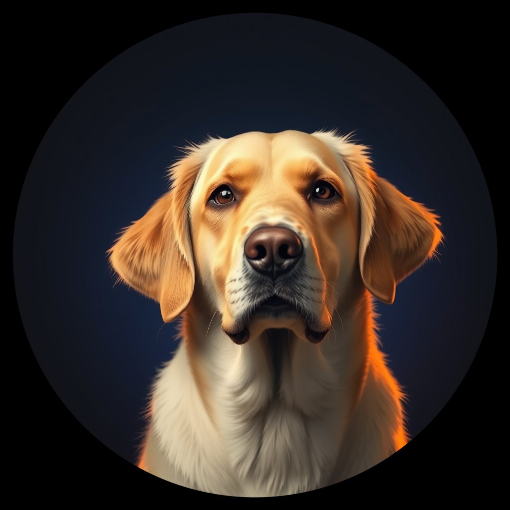 Cosmic medallion portrait of GRLS_grlsI5PDR7NN, a Golden Retriever