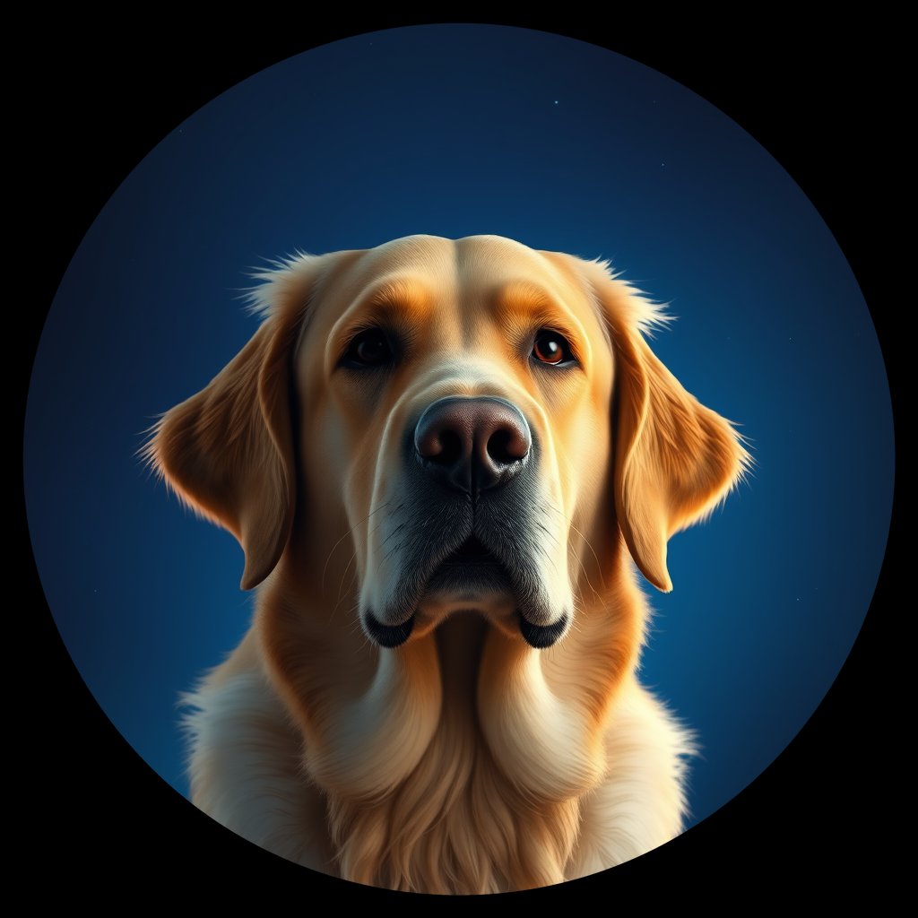 Cosmic medallion portrait of GRLS_grlsIBON0011, a Golden Retriever