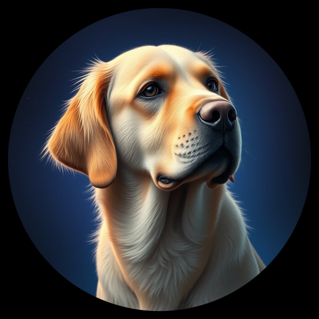 Cosmic medallion portrait of GRLS_grlsIDHE9RPP, a Golden Retriever