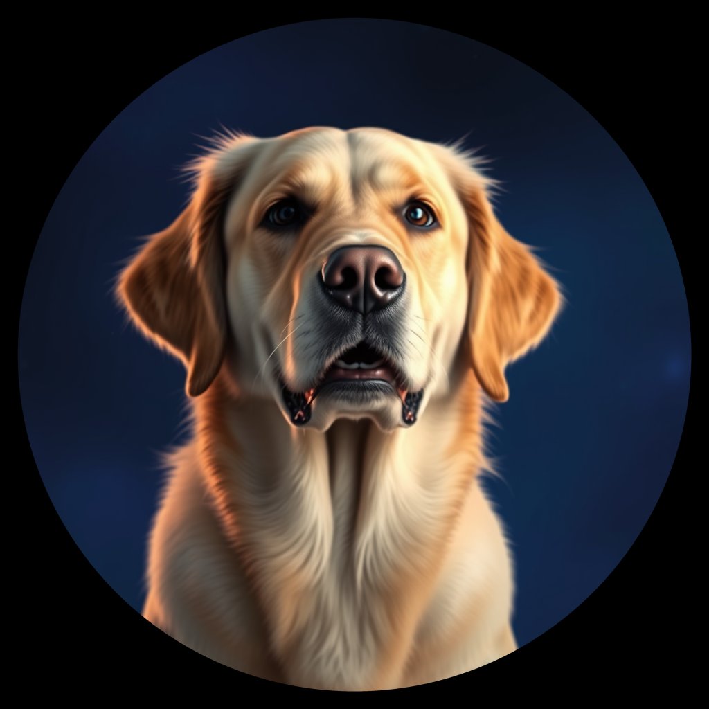 Cosmic medallion portrait of GRLS_grlsIJVZ1OHH, a Golden Retriever