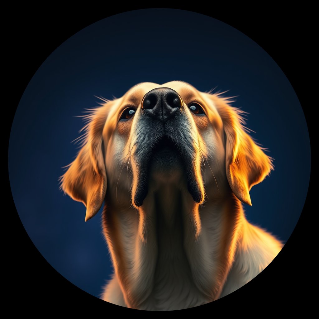 Cosmic medallion portrait of GRLS_grlsIYPAQXX, a Golden Retriever