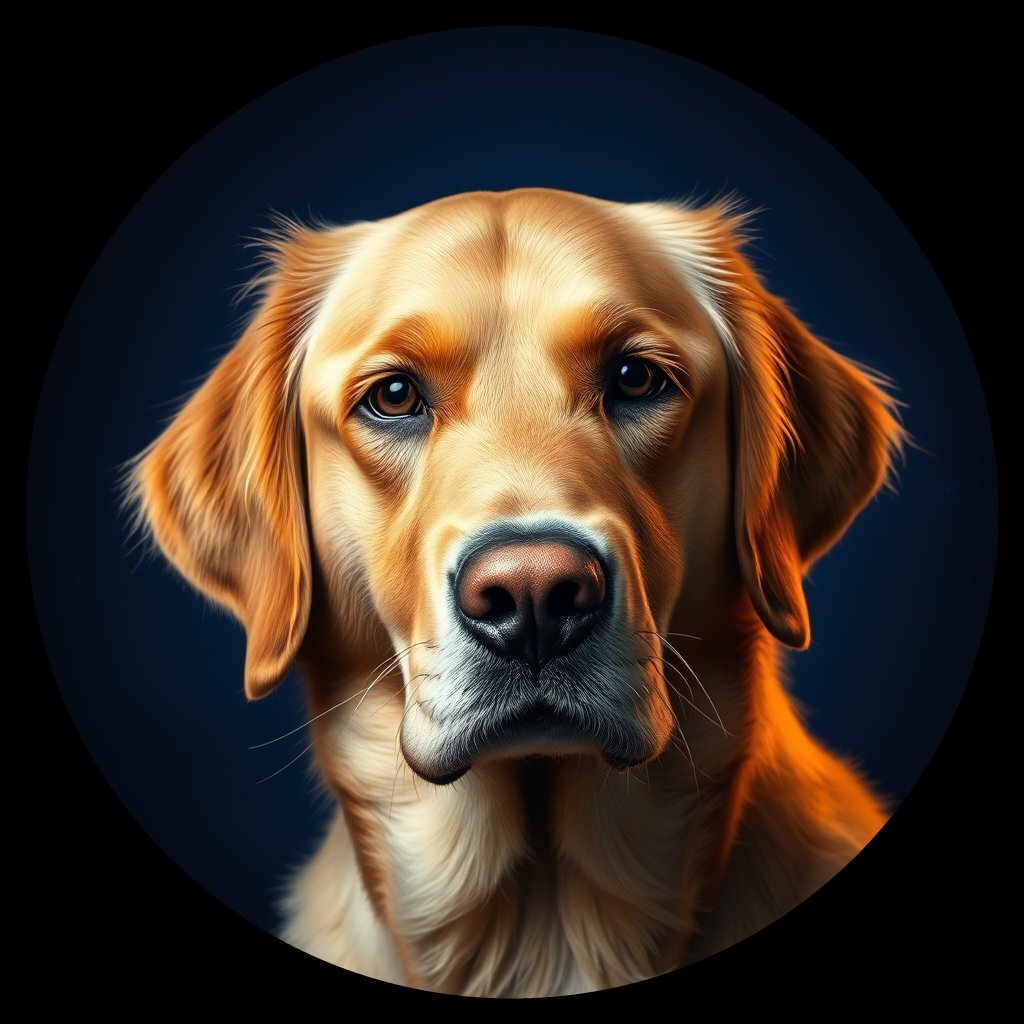 Cosmic medallion portrait of GRLS_grlsJ6EIUS00, a Golden Retriever
