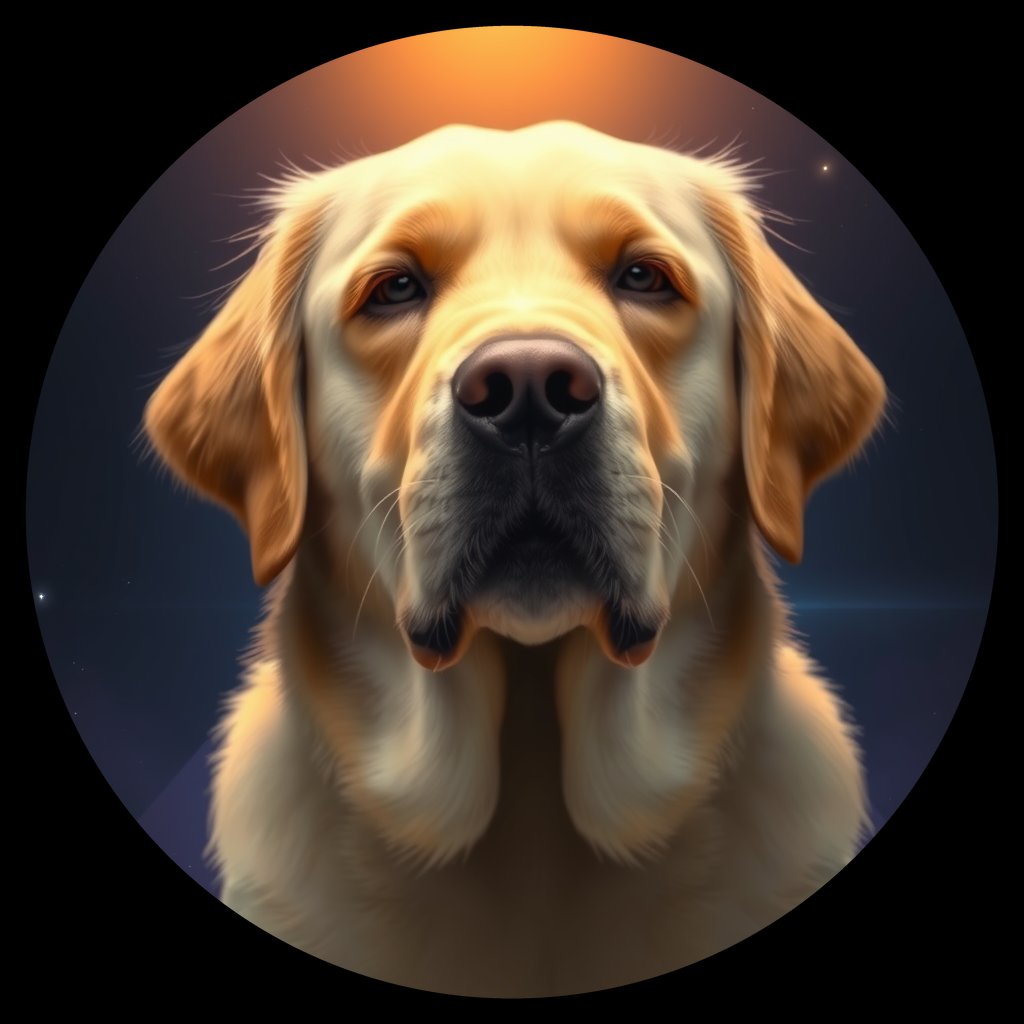 Cosmic medallion portrait of GRLS_grlsJIOY4YLL, a Golden Retriever