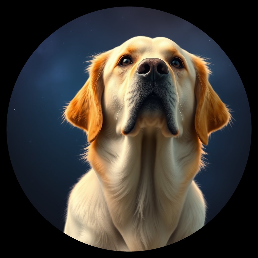 Cosmic medallion portrait of GRLS_grlsJTVXY4PP, a Golden Retriever