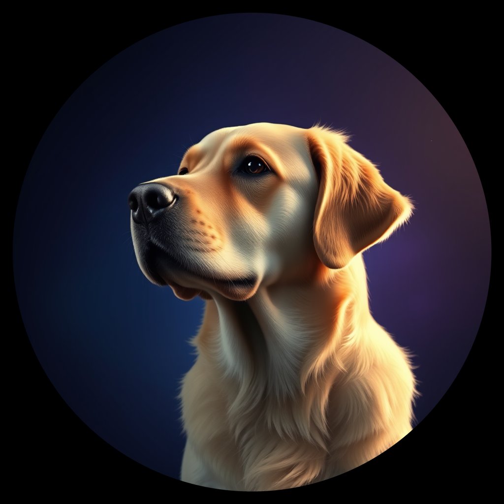 Cosmic medallion portrait of GRLS_grlsJZM9EHDD, a Golden Retriever