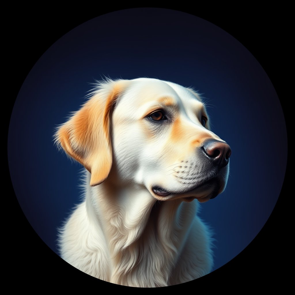 Cosmic medallion portrait of GRLS_grlsKLL9VHDD, a Golden Retriever