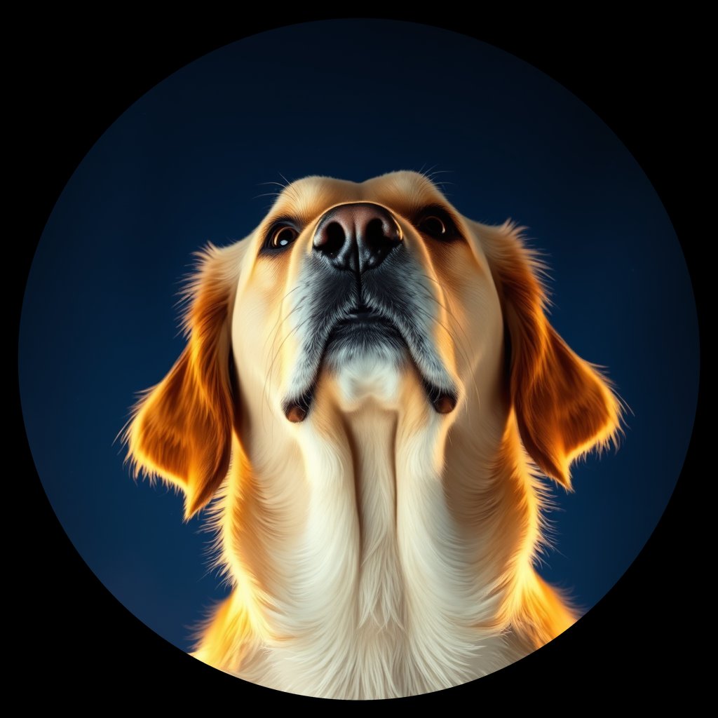 Cosmic medallion portrait of GRLS_grlsL11M8L44, a Golden Retriever