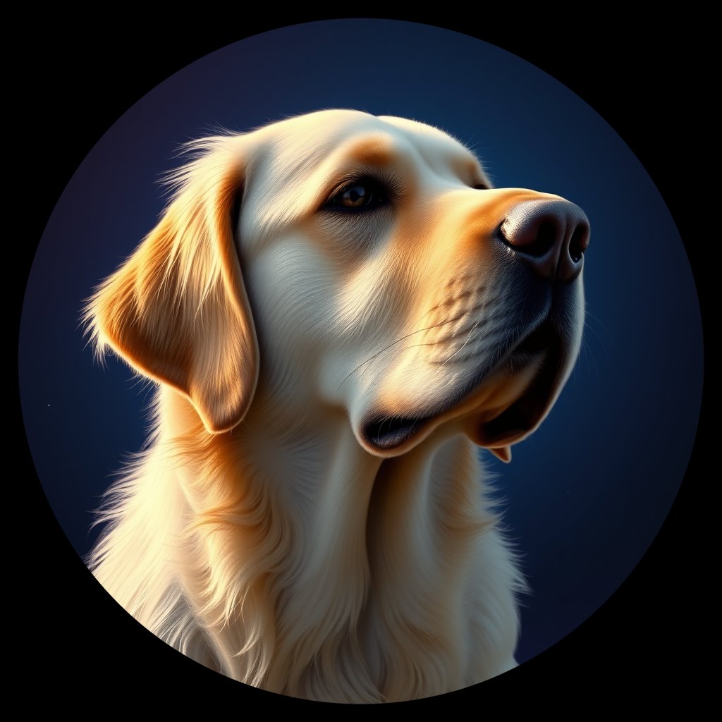 Cosmic medallion portrait of GRLS_grlsLO4BVHRR, a Golden Retriever