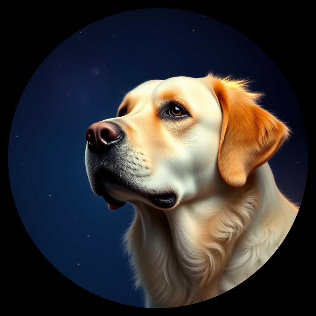 Cosmic medallion portrait of GRLS_grlsMDNH1OCC, a Golden Retriever