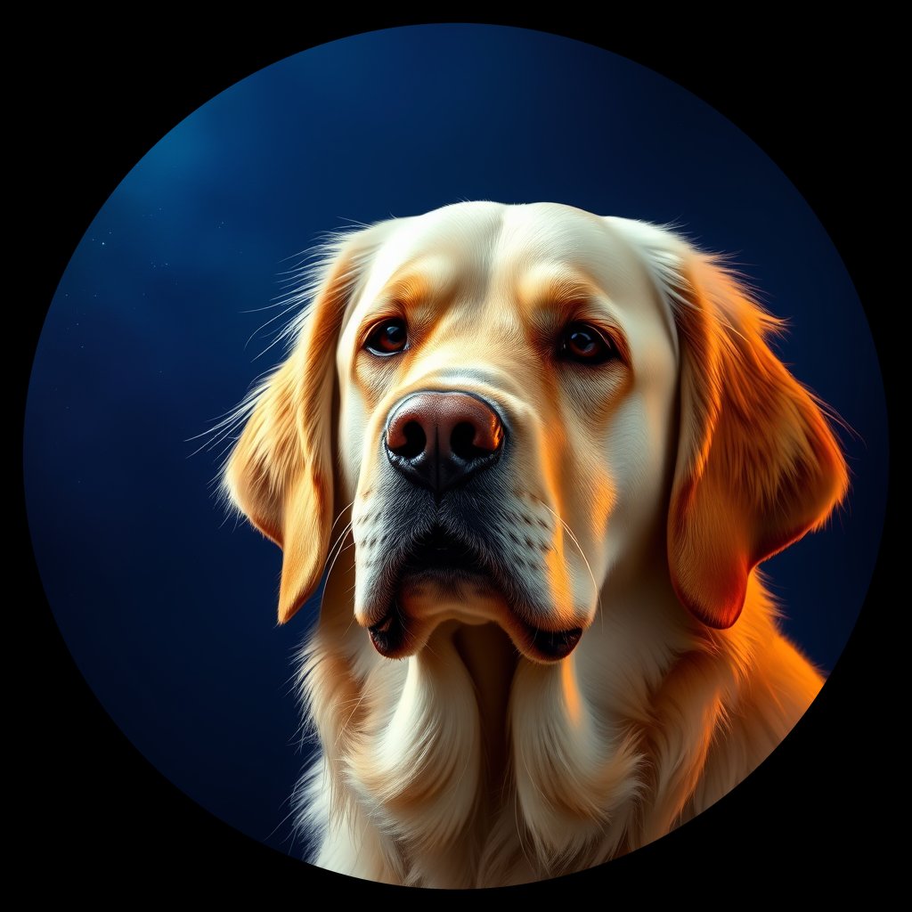 Cosmic medallion portrait of GRLS_grlsMNT4ZVKK, a Golden Retriever
