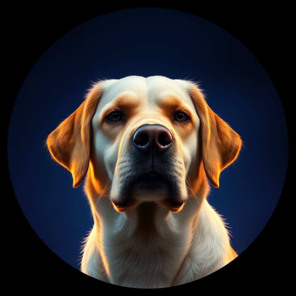 Cosmic medallion portrait of GRLS_grlsMPD8RXKK, a Golden Retriever