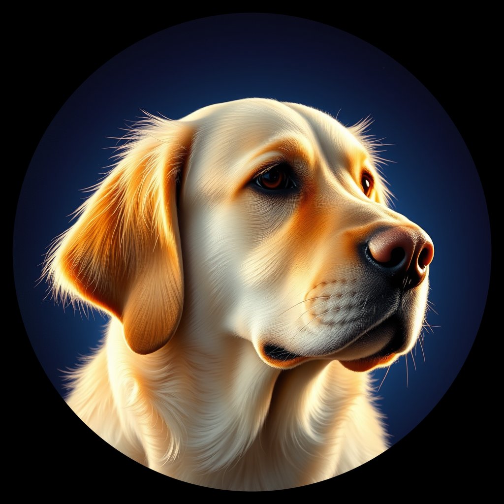 Cosmic medallion portrait of GRLS_grlsMWI5AP99, a Golden Retriever