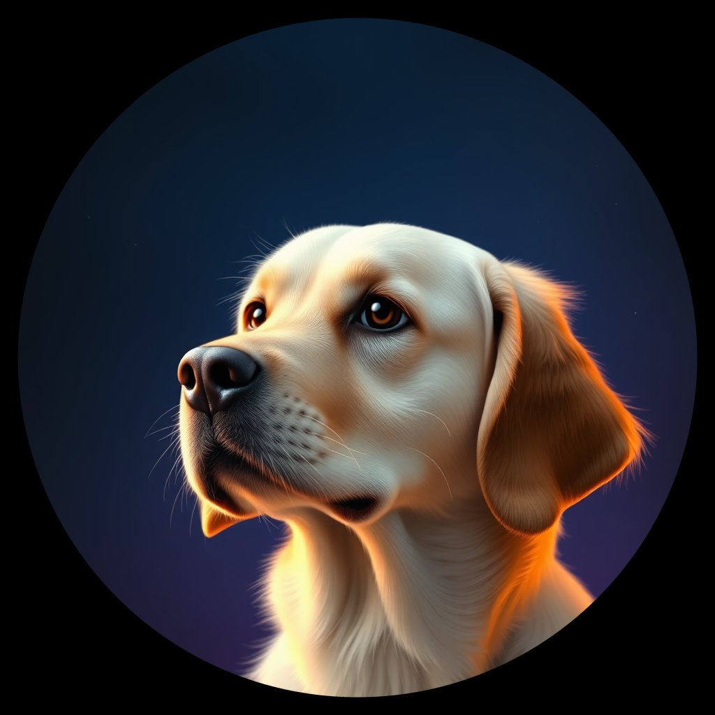 Cosmic medallion portrait of GRLS_grlsP6EBH2FF, a Golden Retriever