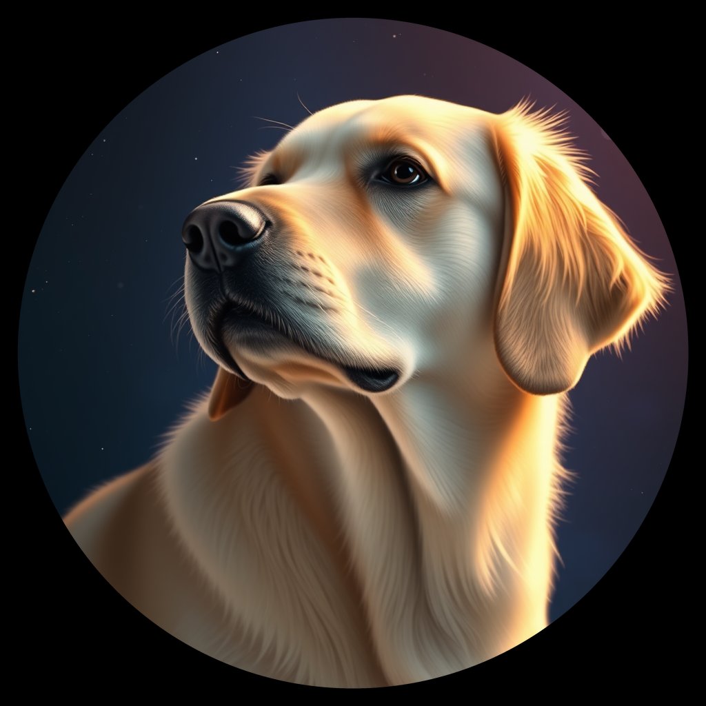 Cosmic medallion portrait of GRLS_grlsPG2IIE44, a Golden Retriever