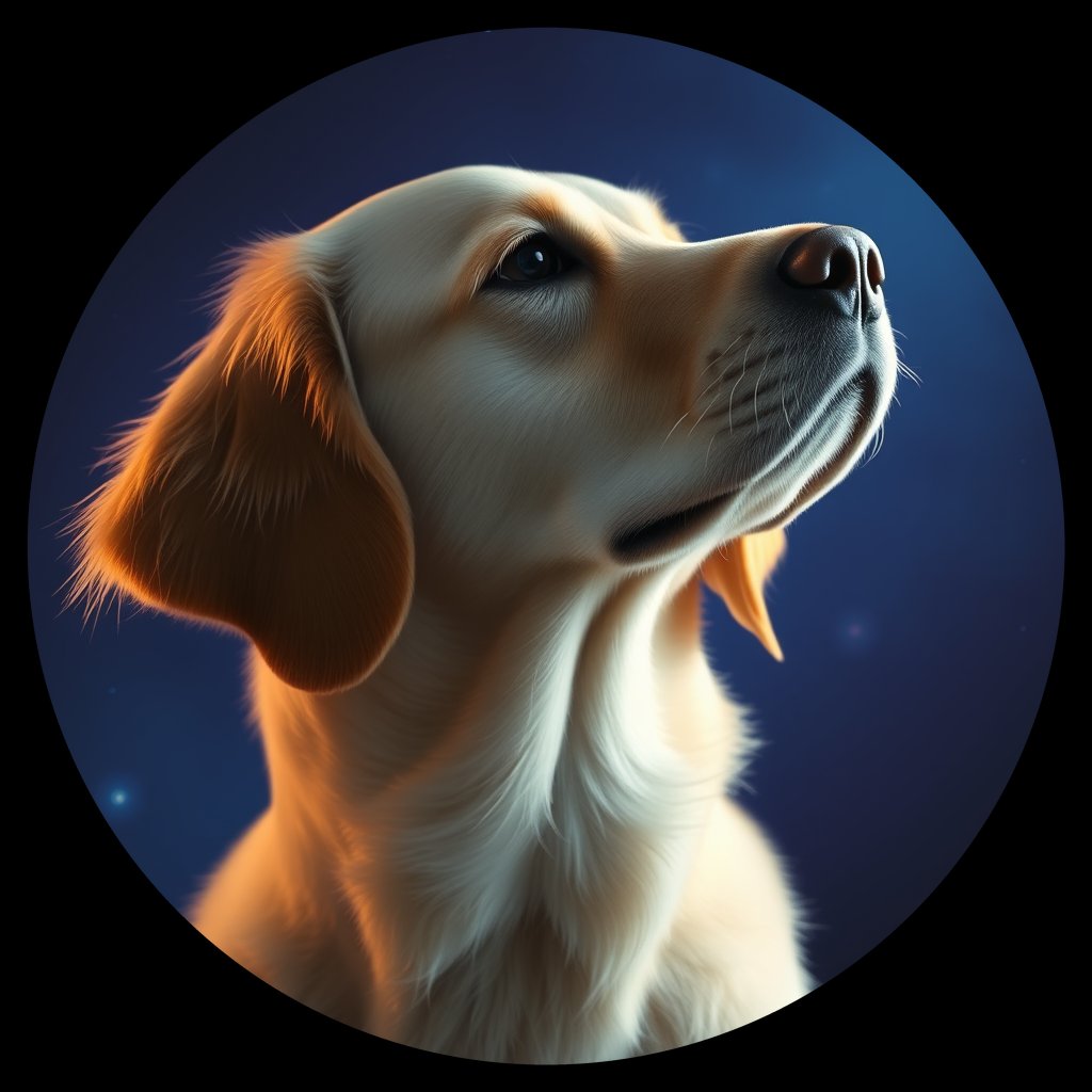 Cosmic medallion portrait of GRLS_grlsPRRFU5WW, a Golden Retriever