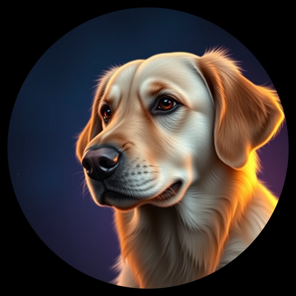 Cosmic medallion portrait of GRLS_grlsPWGREB55, a Golden Retriever