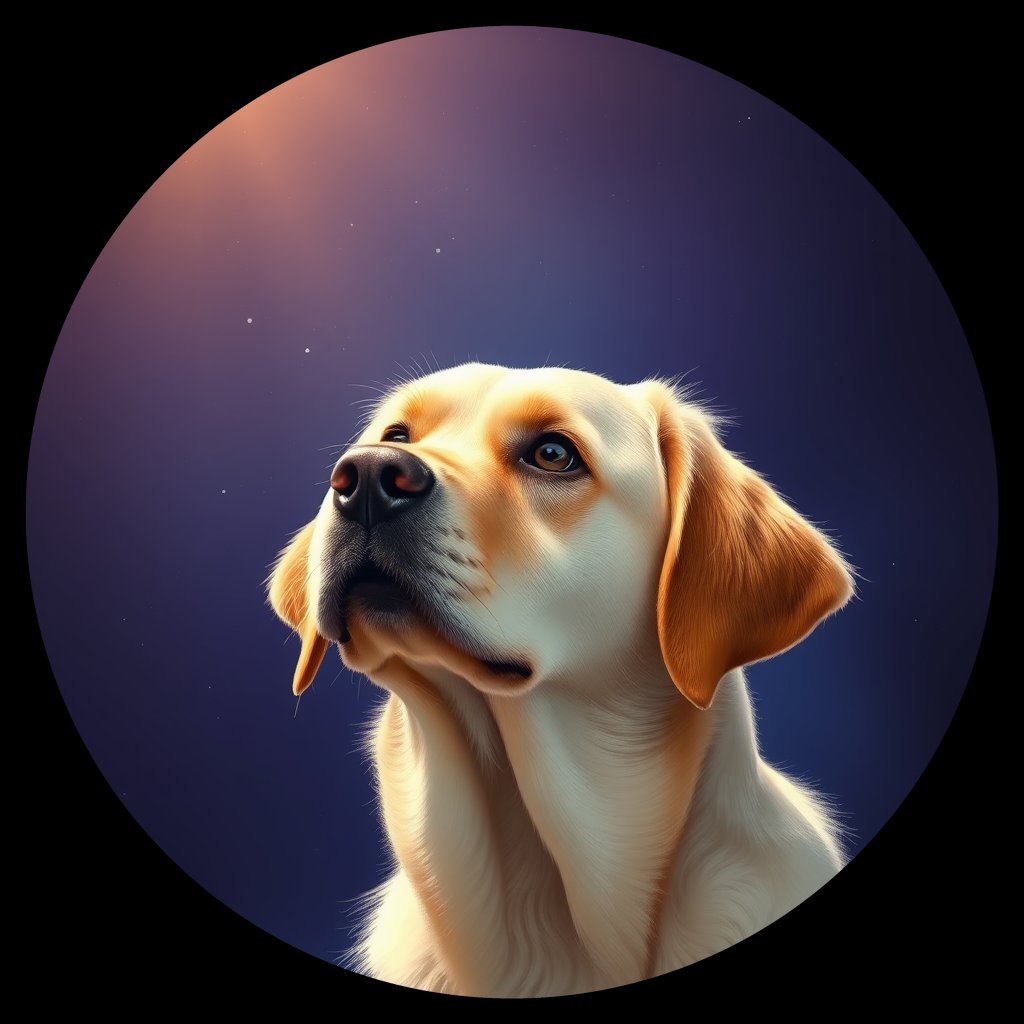 Cosmic medallion portrait of GRLS_grlsQ62IHG88, a Golden Retriever