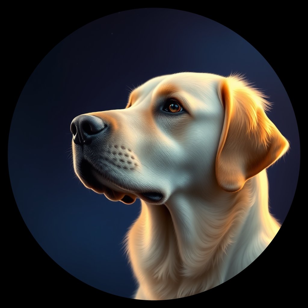 Cosmic medallion portrait of GRLS_grlsRYJD4TEE, a Golden Retriever