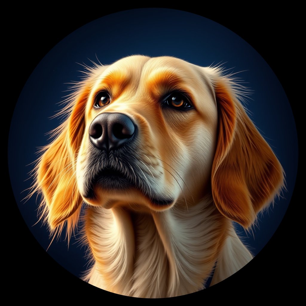 Cosmic medallion portrait of GRLS_grlsSVIPIZOO, a Golden Retriever