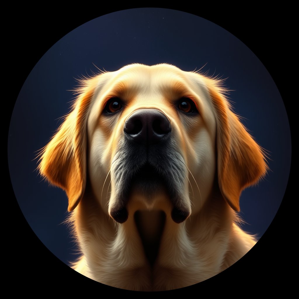 Cosmic medallion portrait of GRLS_grlsSVW4ZTZZ, a Golden Retriever