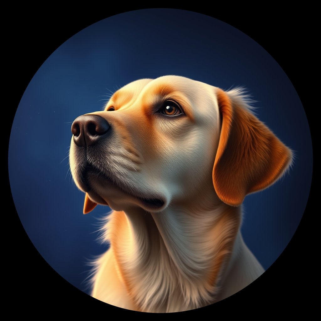 Cosmic medallion portrait of GRLS_grlsSWL86DJJ, a Golden Retriever