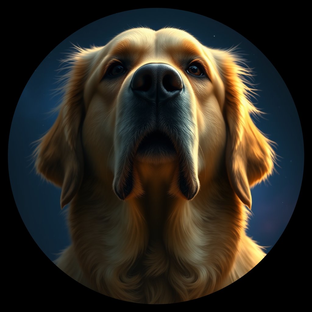 Cosmic medallion portrait of GRLS_grlsT6SB8CC, a Golden Retriever