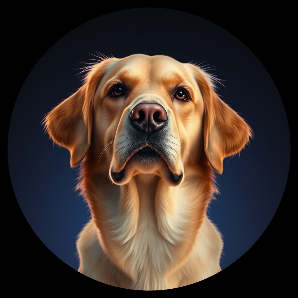 Cosmic medallion portrait of GRLS_grlsTK9649UU, a Golden Retriever