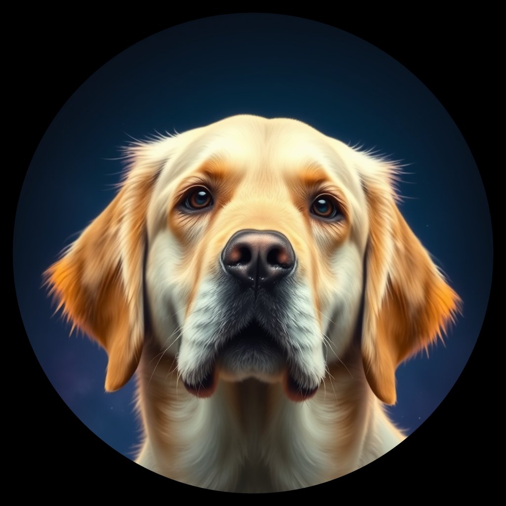 Cosmic medallion portrait of GRLS_grlsTP5ZIEHH, a Golden Retriever
